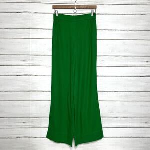 Zara Green Linen Blend Wide Leg Pants Women’s Small High Rise Flowy
